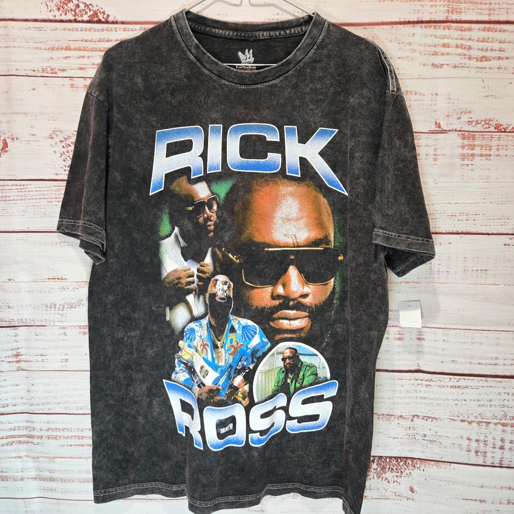 Rick Ross Legends‎ Apparel Graphic T-Shirt NEW Men Large Acid Wash Hip Hop Rap